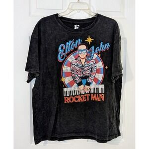 Elton John Rocket Man T-Shirt Gray Official Merchandise Graphic Tee XL  NWT‎